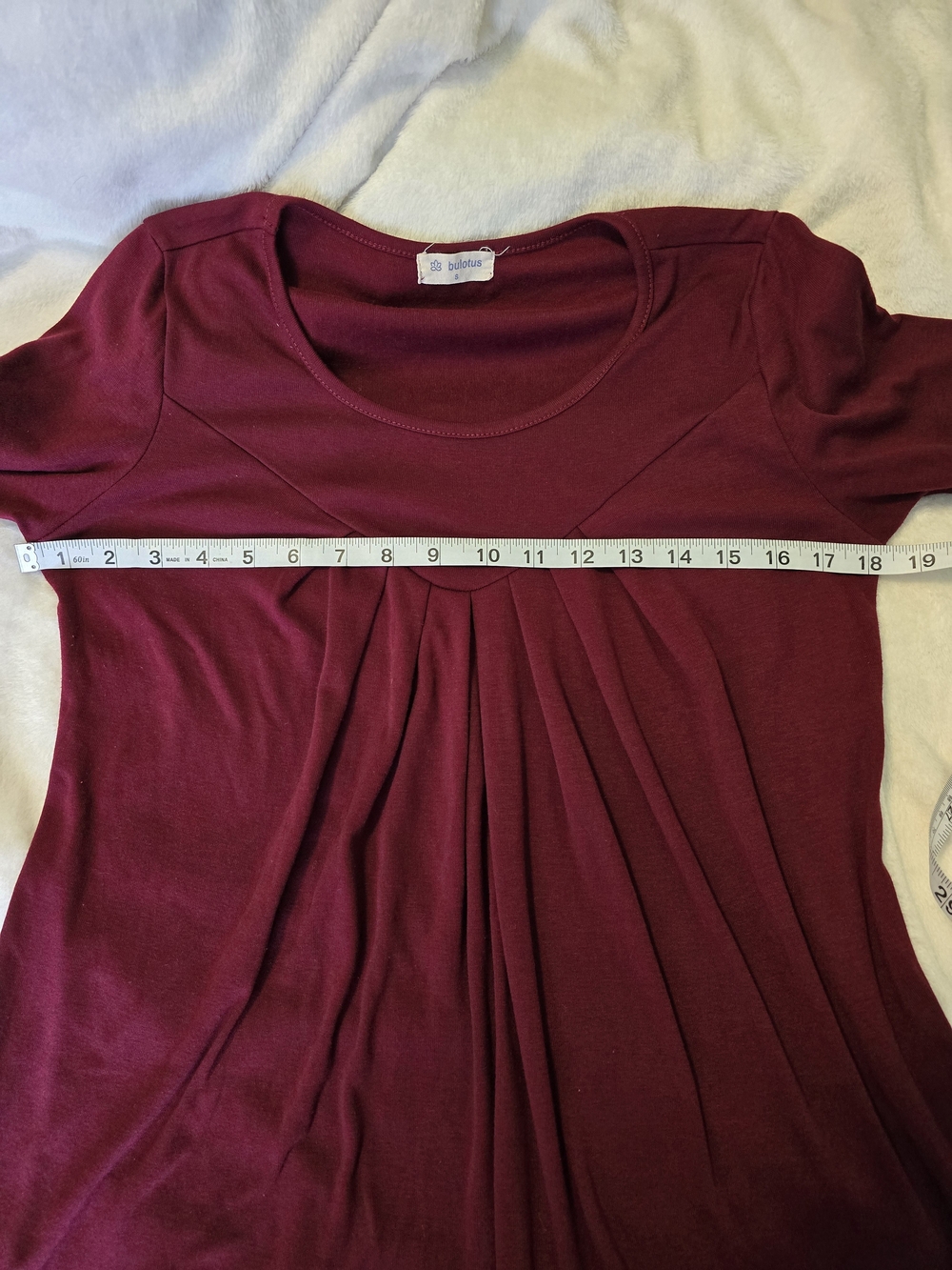 Bulotus Burgundy Long Sleeve Pleated Babydoll Tunic Top Size Small - Picture 3 of 5